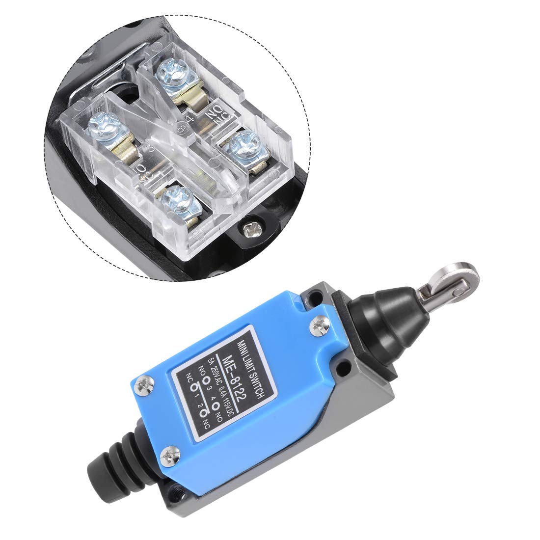 uxcell ME-8122 Cross Roller Plunger Momentary Limit Switch 1NC+1NO